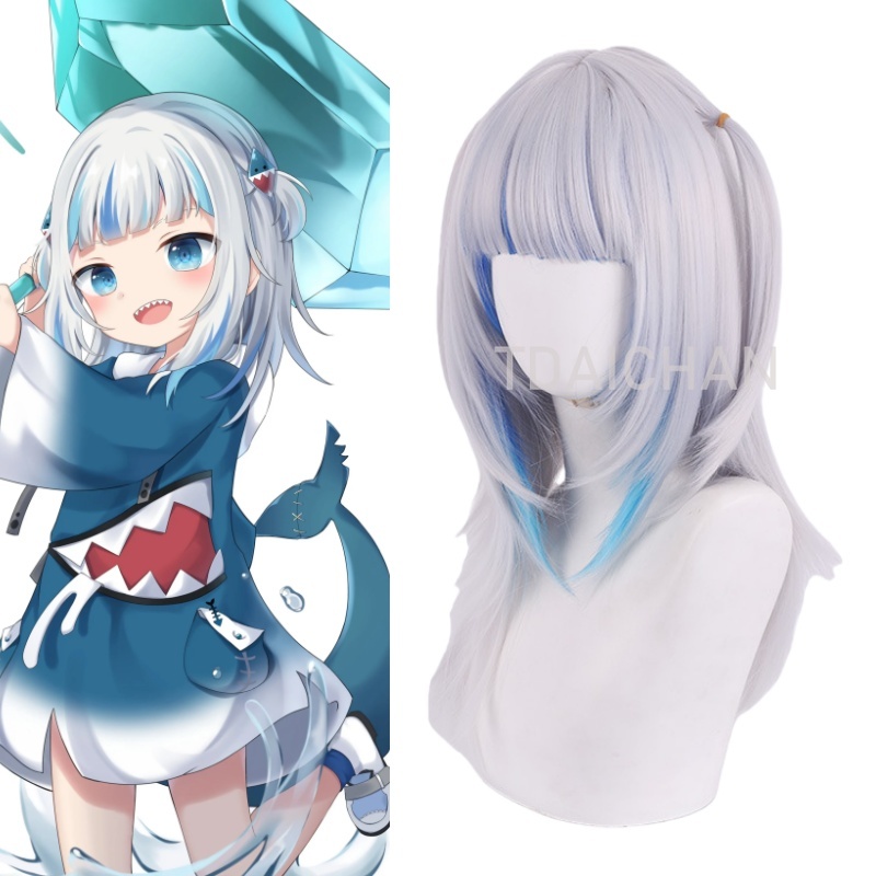 Wig Cosplay Gawr Gura 2025, Ra - Virtual Gaming Accessories ulasan dan harga
